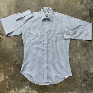 70s Vintage Pearl Snap Shirt Mens Large Fenton Western Rancher Long Sleeve Plaid